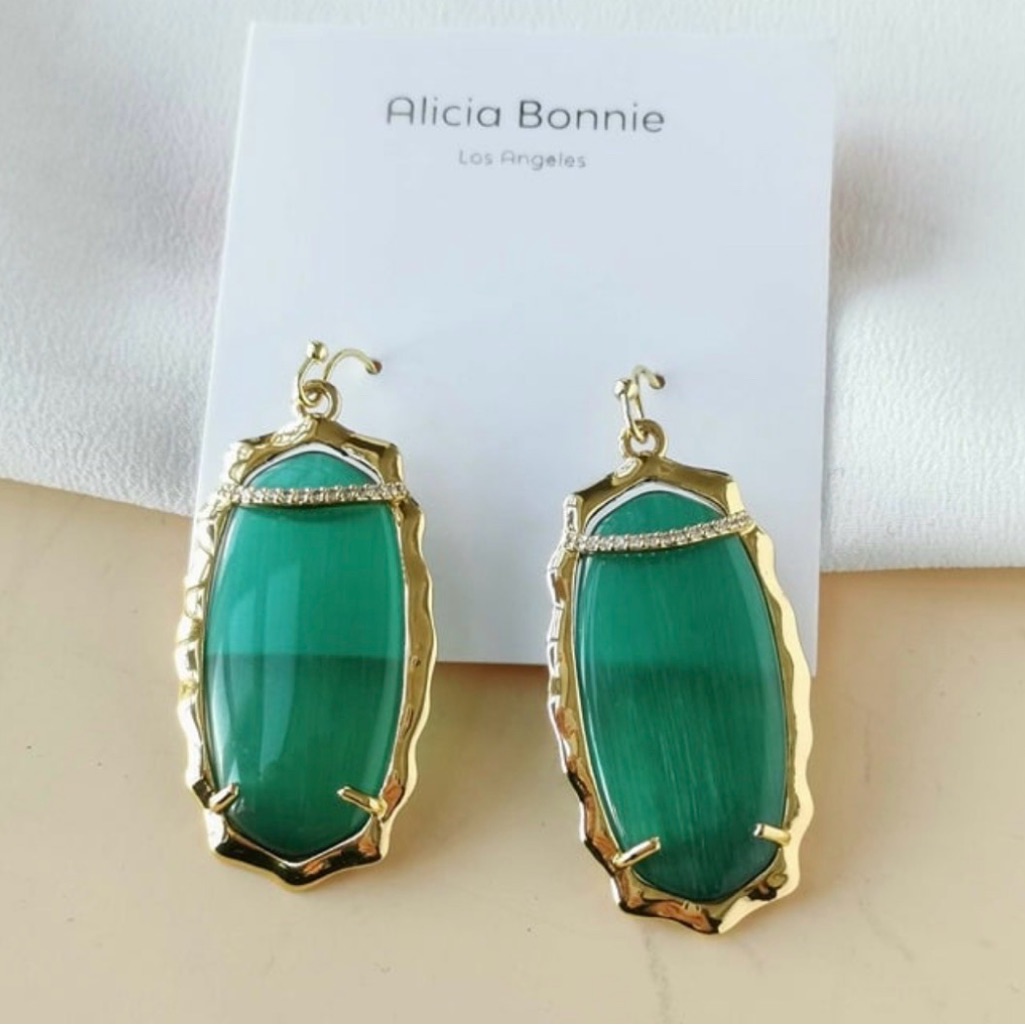 Alicia Bonnie Emerald Gold Charlotte Drop Earrings New 25$